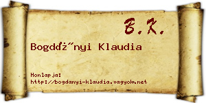 Bogdányi Klaudia névjegykártya